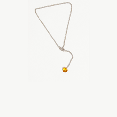 Heart Tie Necklace | Rhodium Dipped | Amber
