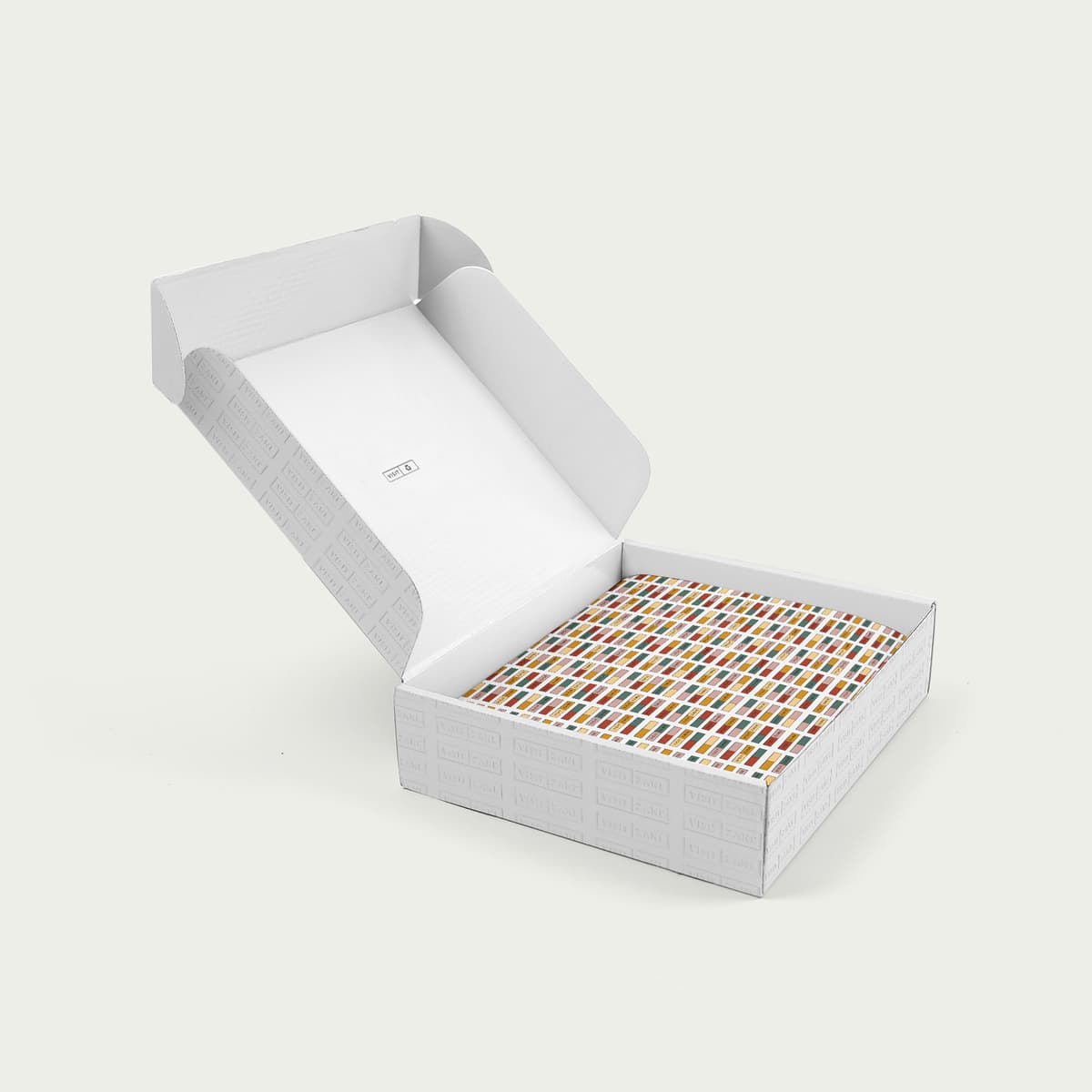 ZANE branded mailer box with signature color-block pattern