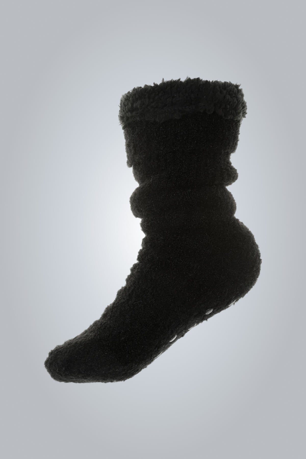 BOUCLÉ  | KNITTED SLIPPER SOCKS | 59% POLY / 29% ACR/ 9% WOOL/3% ELSN. Lining 100% POLY | BLACK