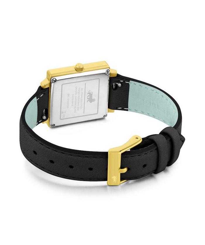 Norse | 34mm | Polished Gold : White | Black Leather