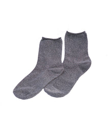 Rolled Shimmer Socks, Silver